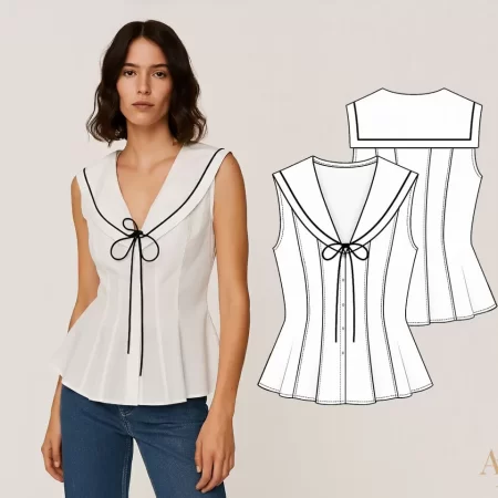 Molde de Blusa com Gola Marinheiro - Modelagem por Antonia Ferreira