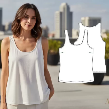 Molde de Regata Clássica em Tecido Plano - Antonia Ferreira - Modelagem, molde pronto, comprar