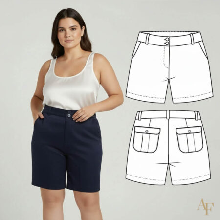 Molde digital de bermuda plus size em alfaiataria Antonia Ferreira