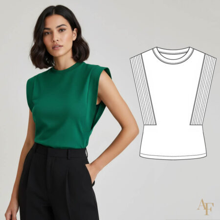 Molde de Blusa com Manga Muscle Tee com Pala Pespontada